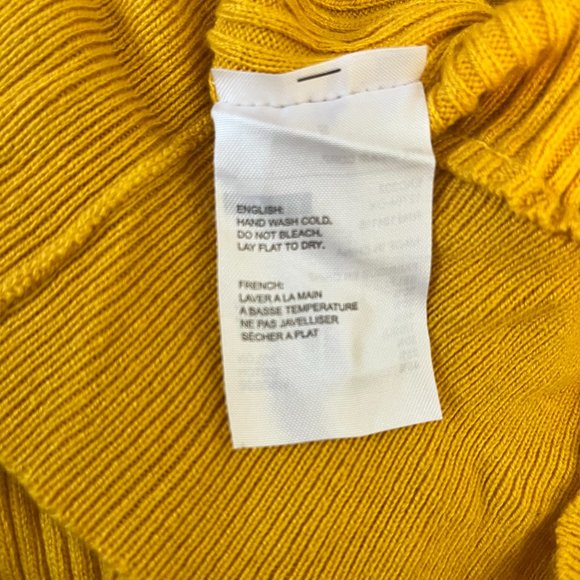 Nordstrom Elodie Mustard Yellow Ribbed Faux Wrap Sweater Small - Picture 6 of 10